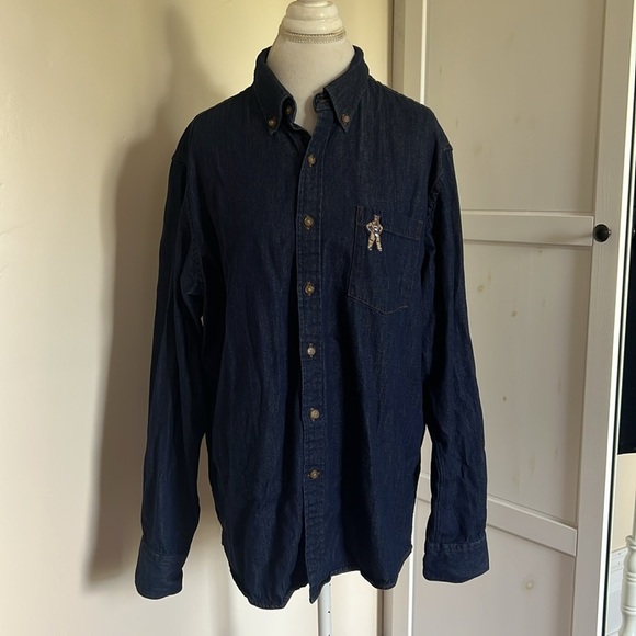 Harper Dark Denim Penn State Nittany Lion Embroidered Button Down Shirt - L Slim - Picture 1 of 11